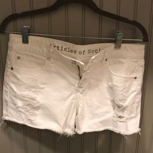 Articles of Society white denim shorts